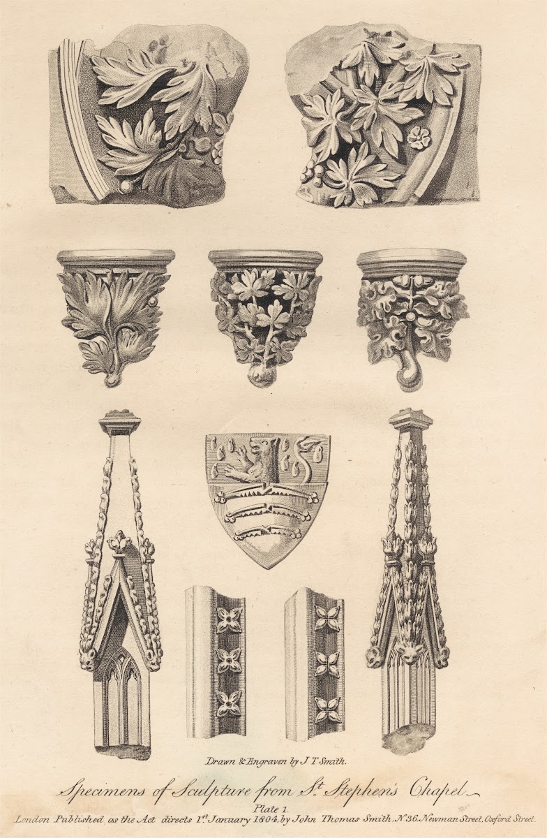 Specimens of Sculpture from St Stephens Chapel  Plate I 1804