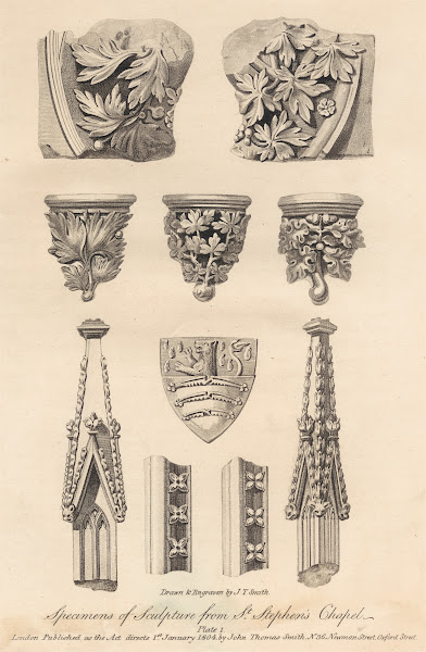 Specimens of Sculpture from St Stephens Chapel  Plate I 1804