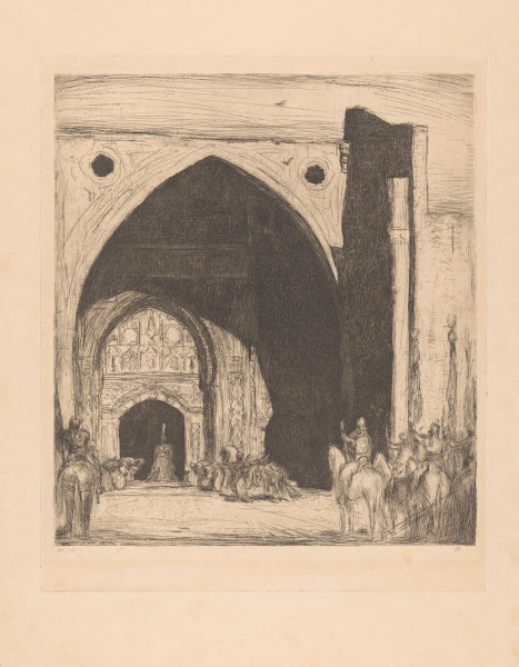 Begroeting van de sultan onder een poort 1892