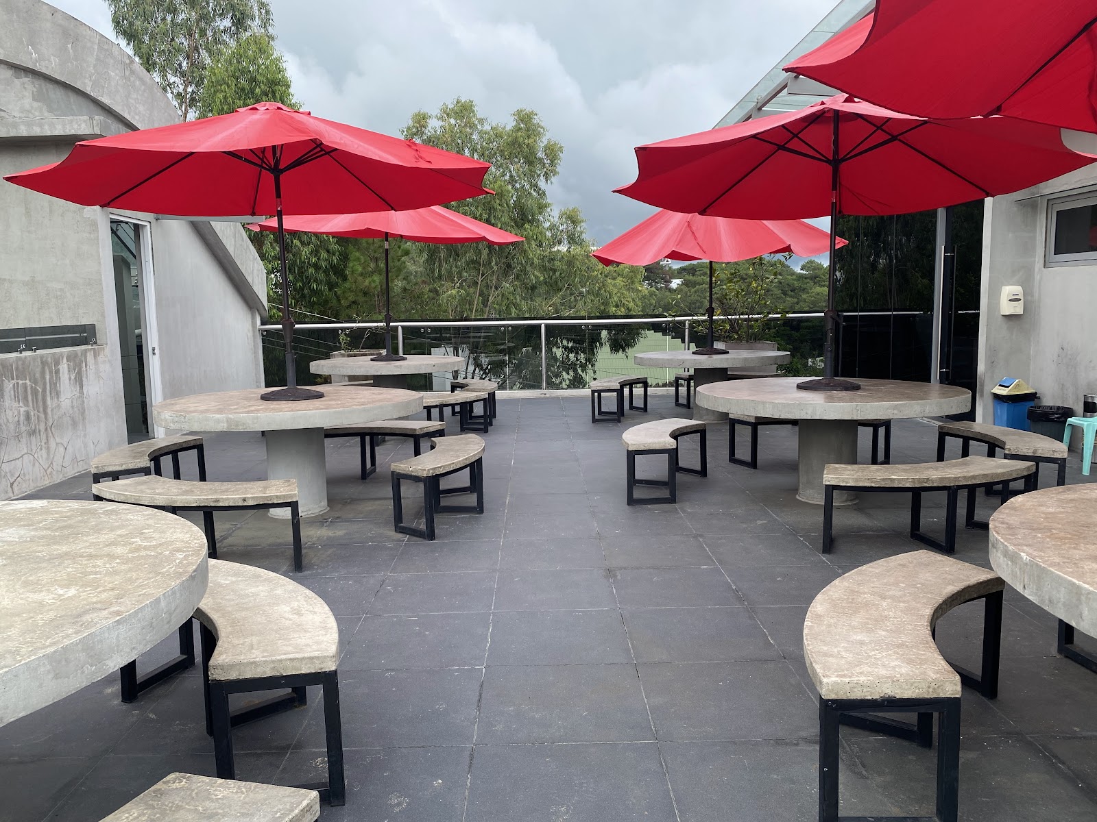 Building roof deck with mountain views
