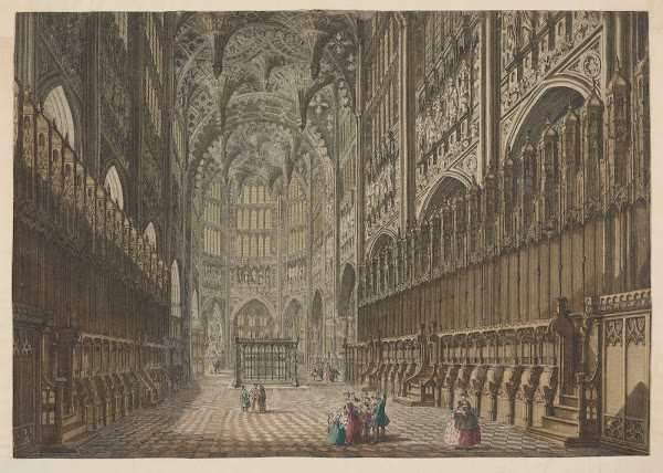 Perspective view of the interior of the chapel of King Henry VII in Westminster