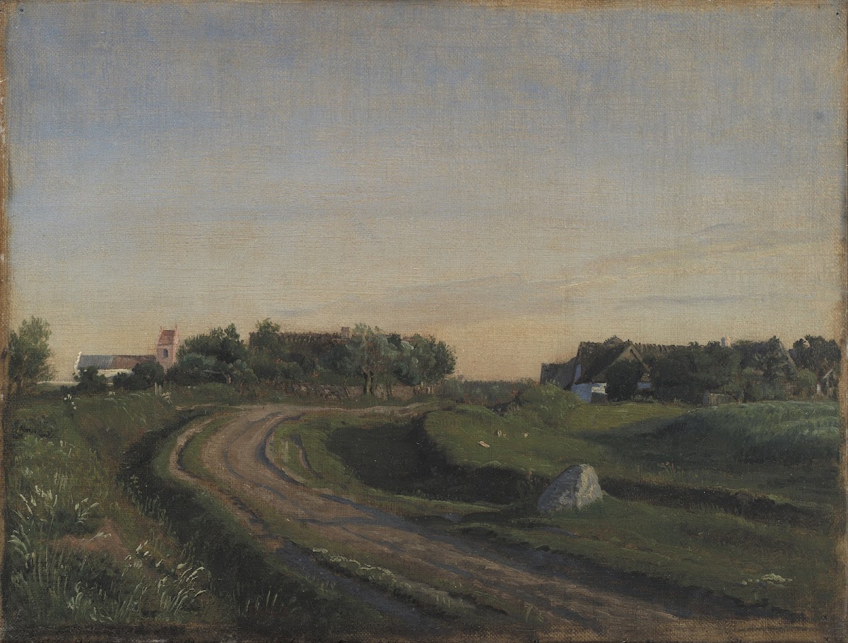 Vejby with the Church seen from the North Evening Light Zealand 1842   1843