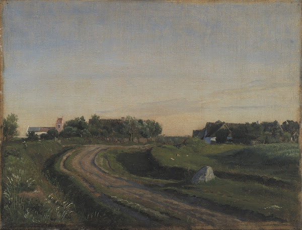 Vejby with the Church seen from the North Evening Light Zealand 1842   1843