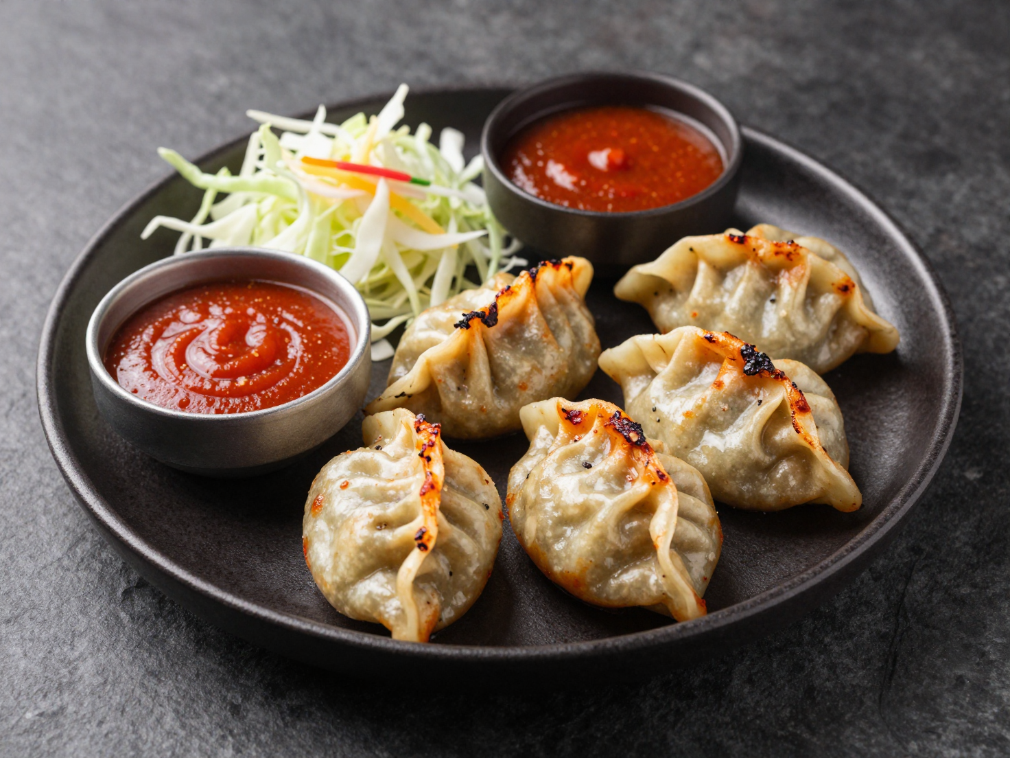 Momos de pollo a la parrilla picantes