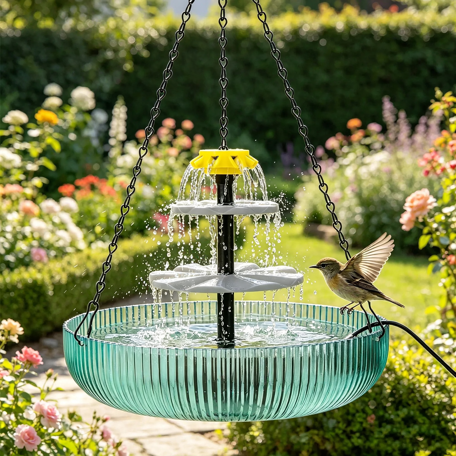 Solar Birdbath with Cascade Design