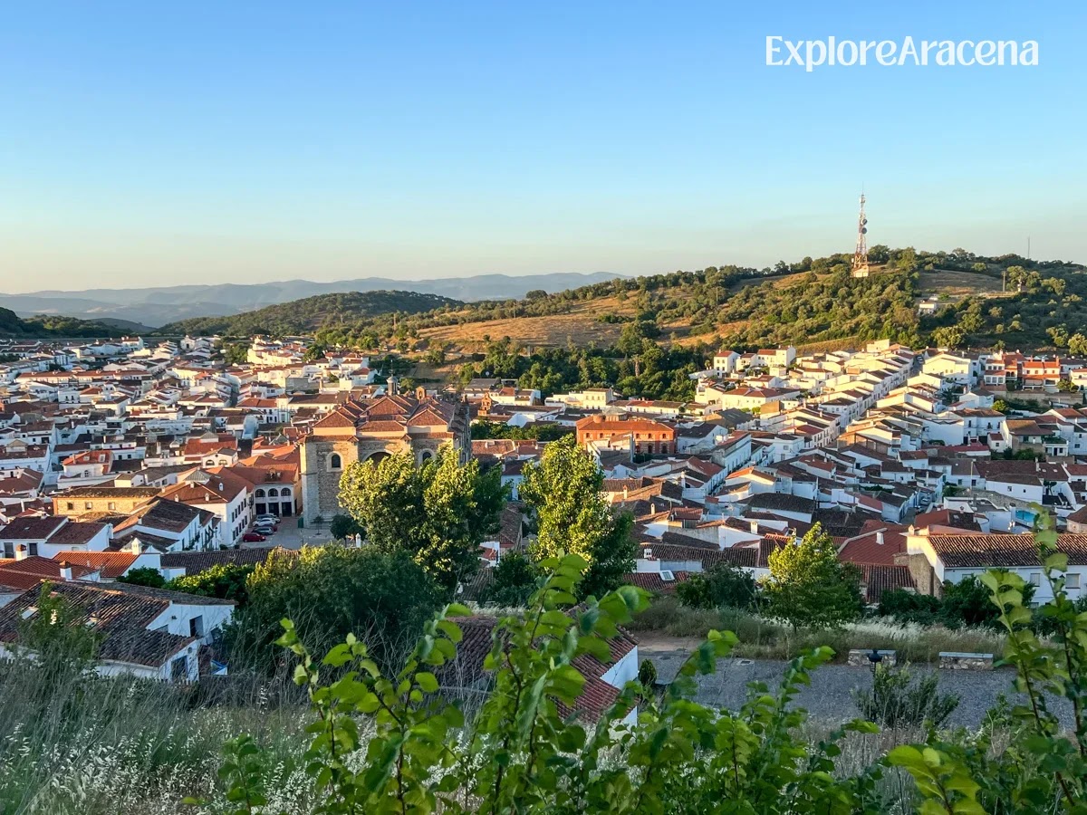 view from the walk up Aracena Castle on the hill above the Gruta de las Maravillas.