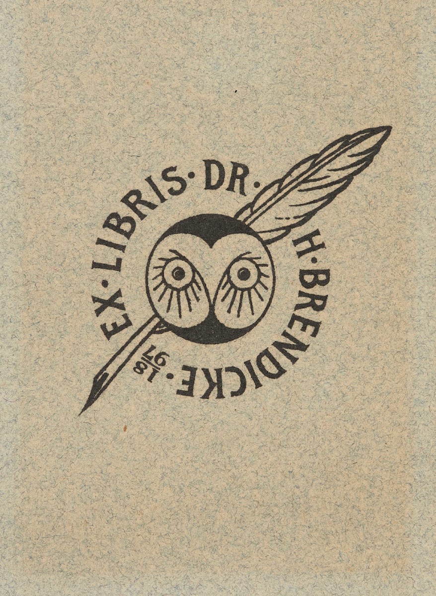 Bookplate of Dr H Brendicke 1897