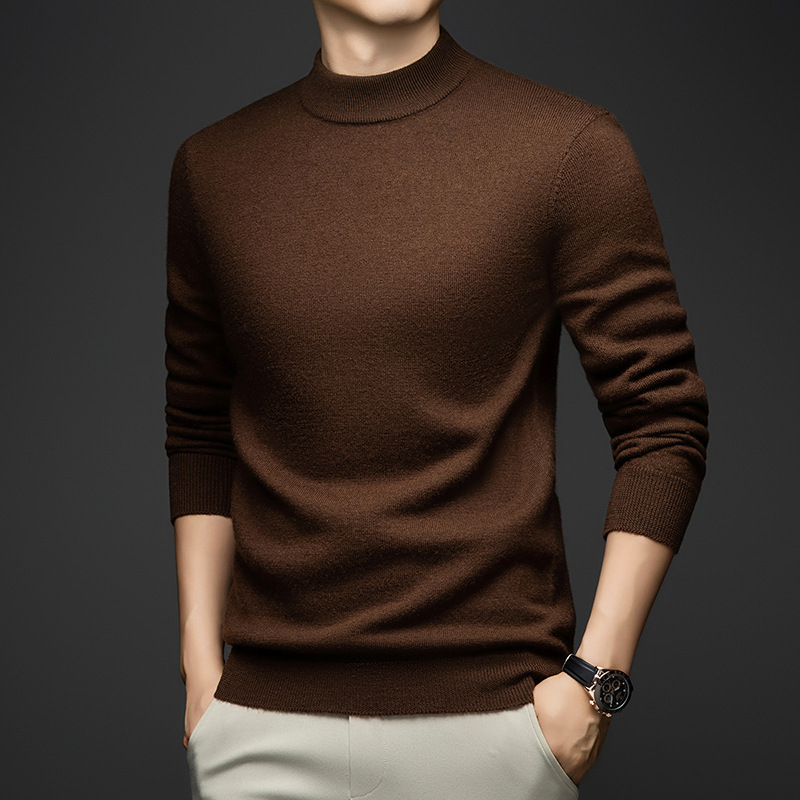 Men's Wool Sweater, 100% Wool, Stand-Up Collar, Thick