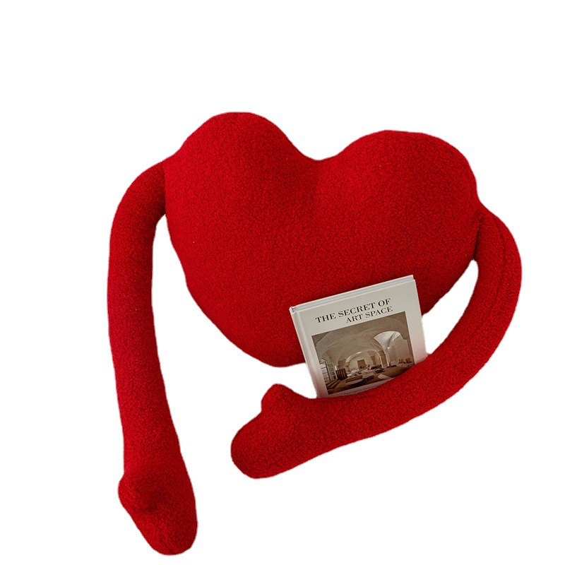 Heart-shaped plush cushion, soft, 41x38 cm