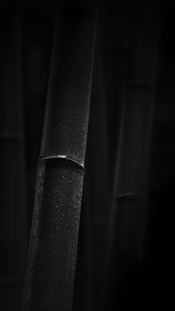 Dark Wet Bamboo Stalks Close Up Monochrome Nature Detail - Free mobile Wallpaper