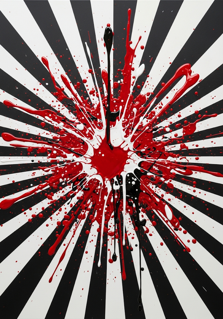 Abstract Red White Black Paint Explosion