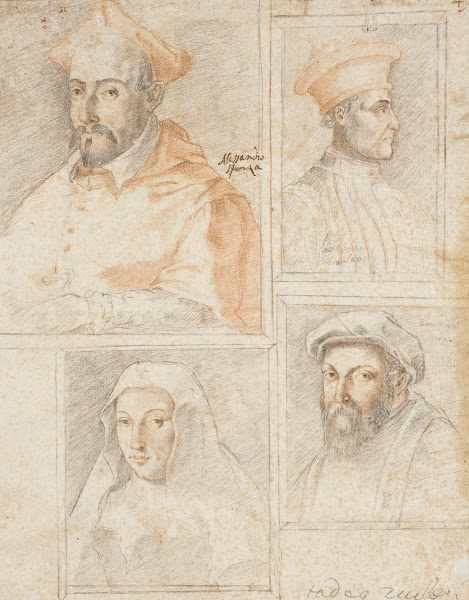 Four Portrait Studies of the Sforza Family 16th 17th century