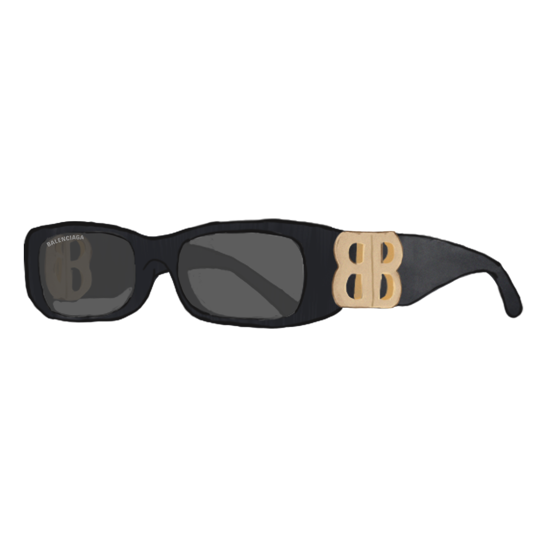 Yeezy BALENCIAGA DYNASTY RECTANGLE SUNGLASSES IN BLACK product image