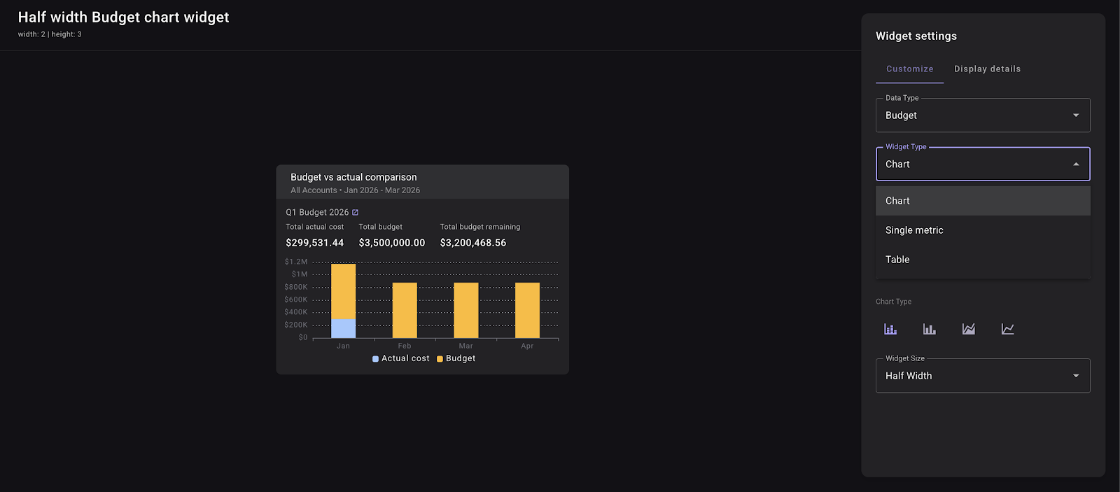 choose preferred widget