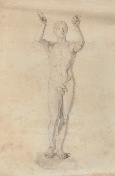 Praying young man  tracing from a copy of a Greek sculpture from Lysippos circle