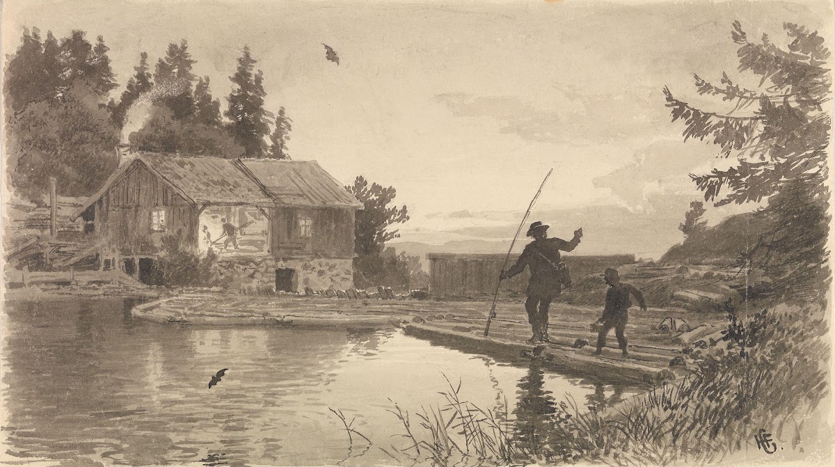 de glatte stokkene husket så vannet skvalpet over for hvert skritt 1878