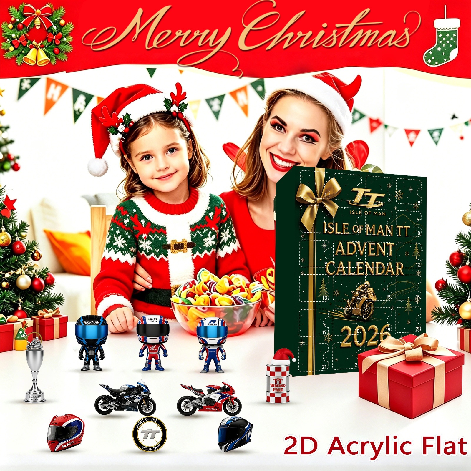 Motorrad-Adventskalender mit 24 Anhängern