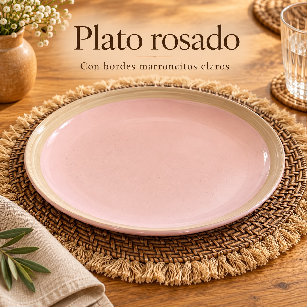 Plato playo rosado grande