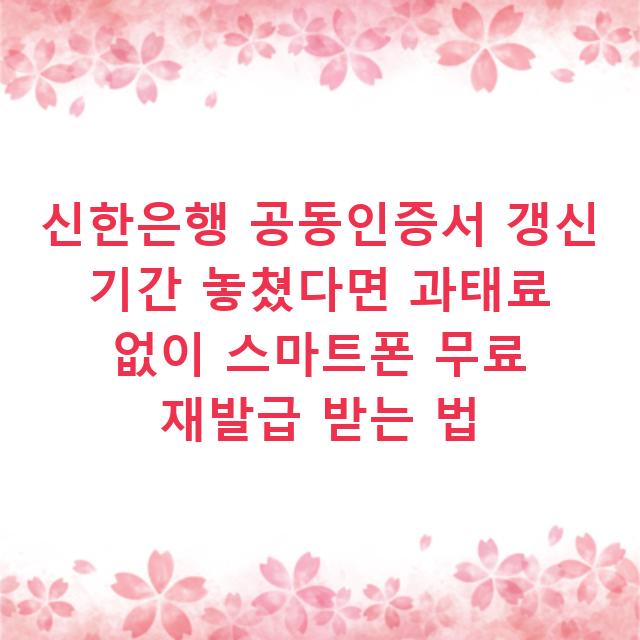 신한은행 공동인증서 갱신 기간 놓쳤다면 과태료 없이 스마트폰 무료 재발급 받는 법
