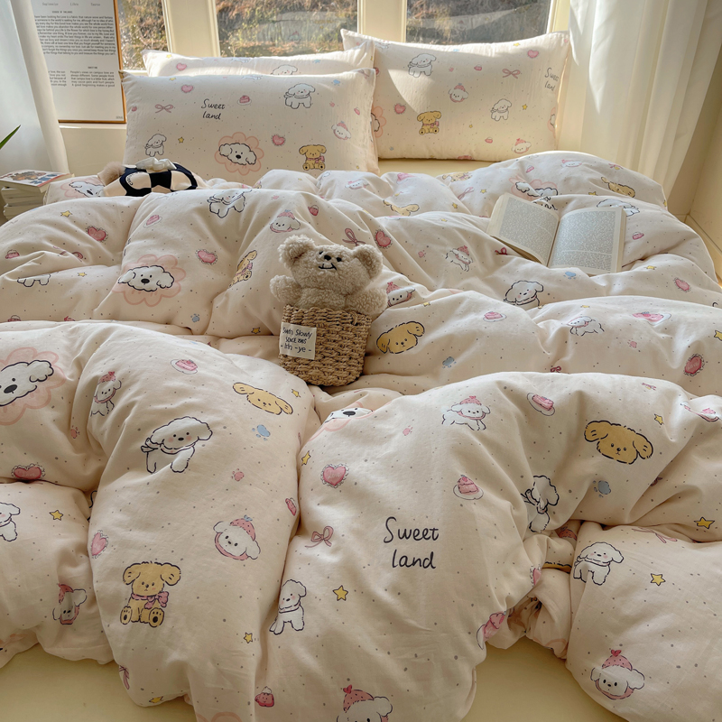 Cotton bedding set with muslin, 4-piece