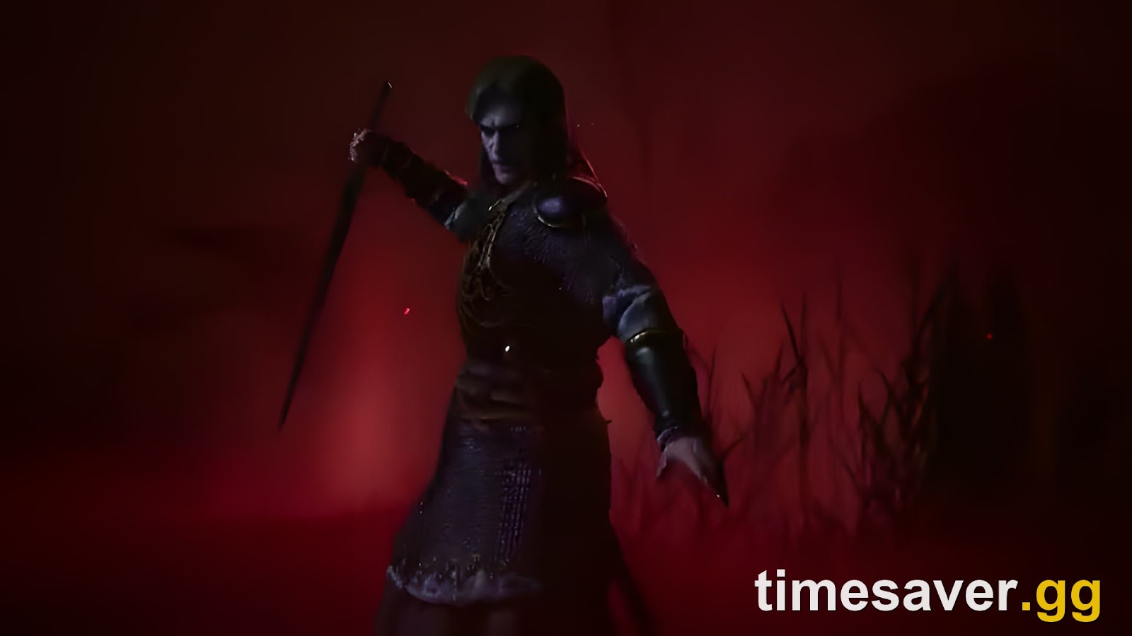 The Blood of Dawnwalker's Unreal Engine 5 Lumen lighting and reflections on a warrior in red mist, the effects that make Reflection Quality the most expensive PC setting