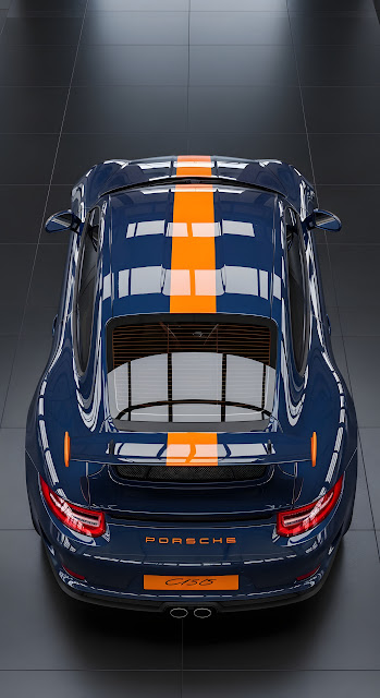 Reflective Blue Porsche GT30 Overhead View - Free mobile Wallpaper