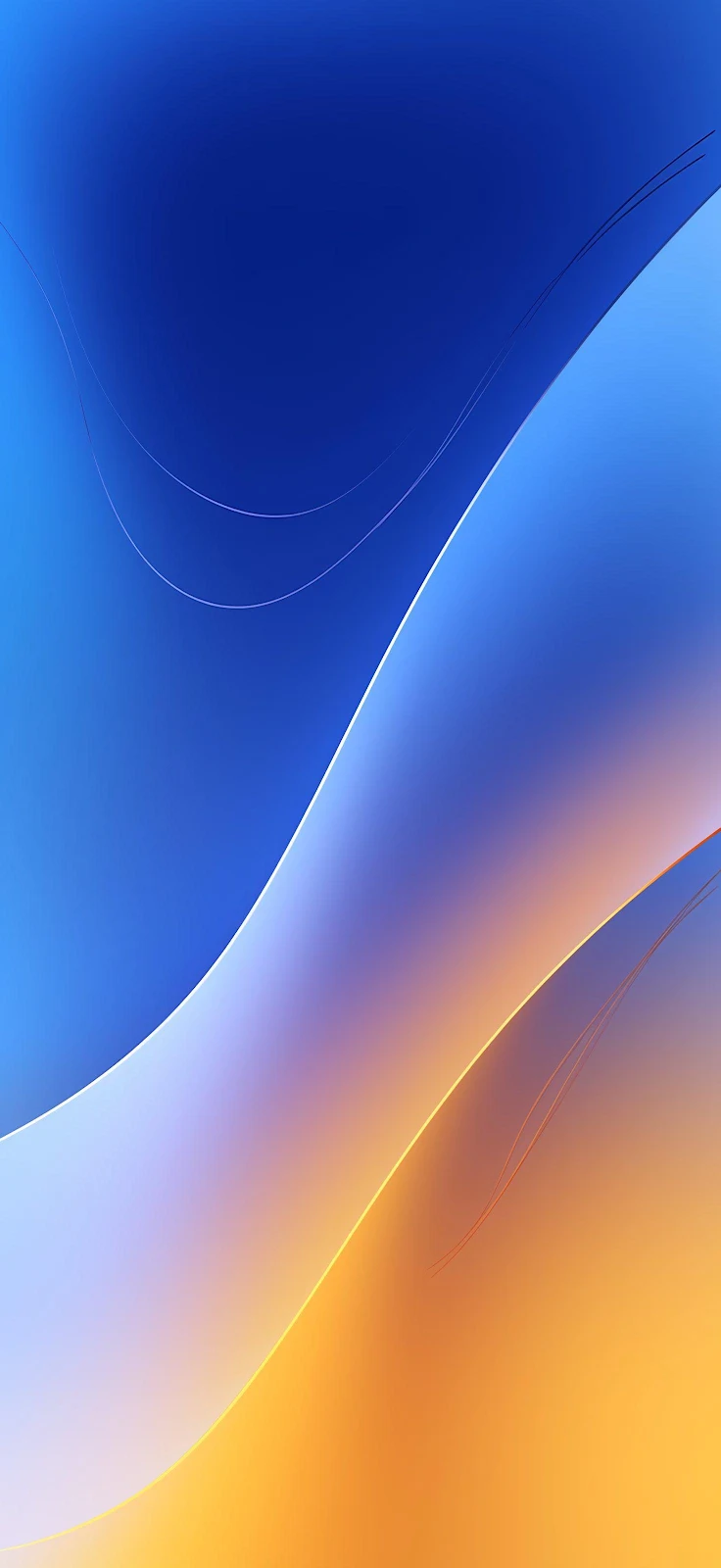 Abstract Blue and Yellow Waves - Digital Abstract Art 2K iPhone Wallpaper (1472x3200)