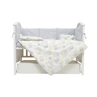 Bedding set for a baby crib 7 el Twins Fluffy Puffy grey