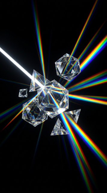Abstract Prismatic Glass Shapes and Light Refractions - Free mobile Wallpaper