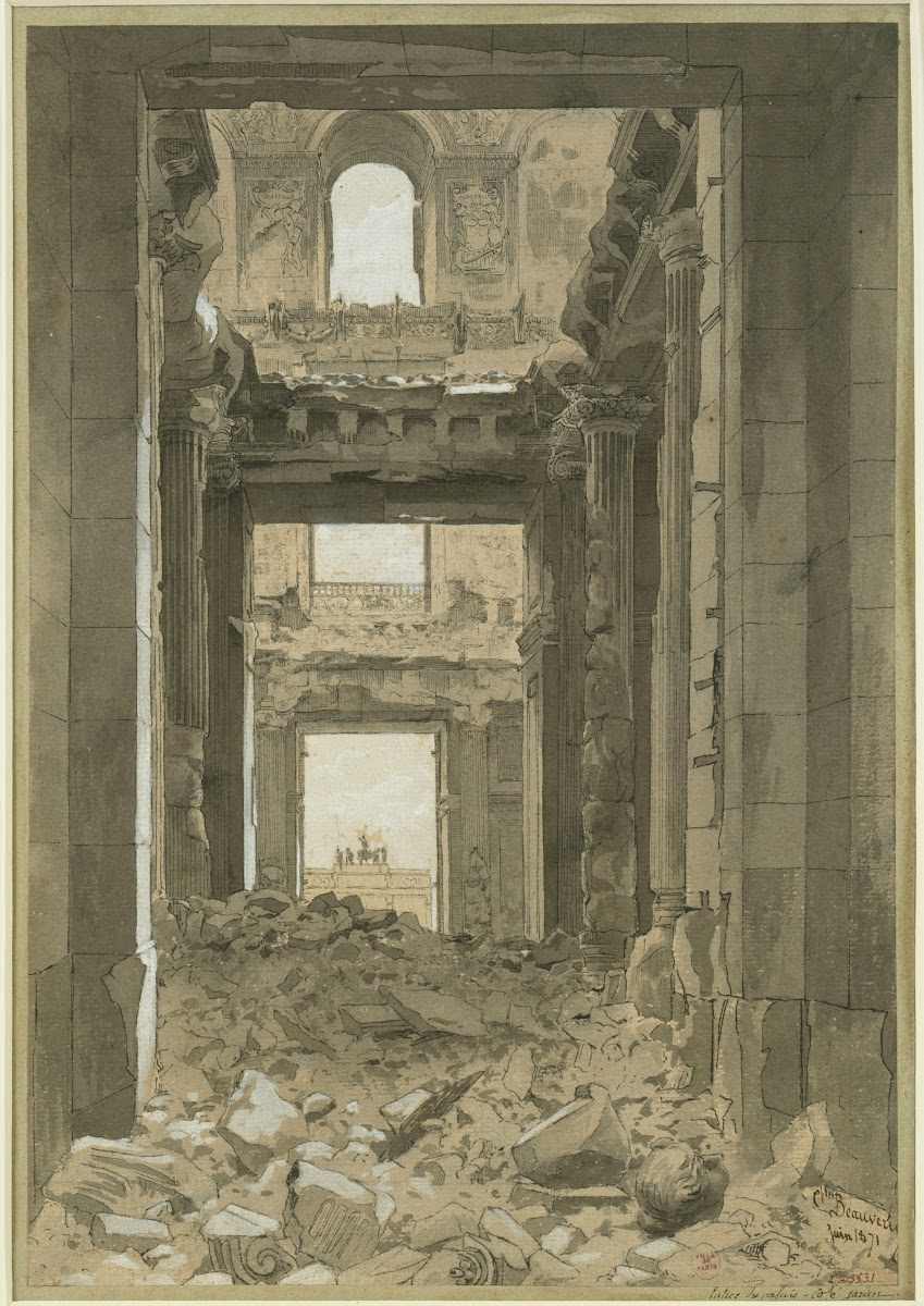 Ruines des Tuileries entrée du palais du côté du jardin 1871
