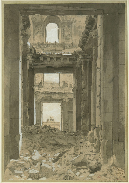 Ruines des Tuileries entrée du palais du côté du jardin 1871