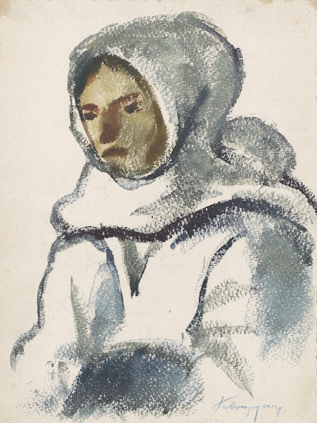 Study Of A Girl In A Large Winter Scarf 19311932
