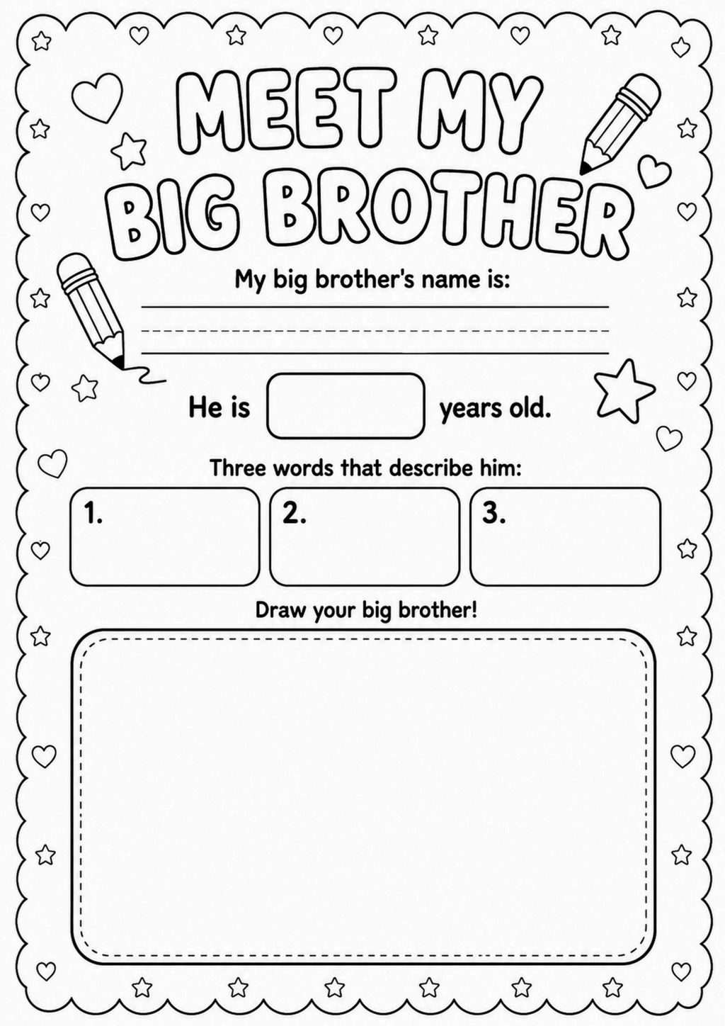Meet My Big Brother Worksheet