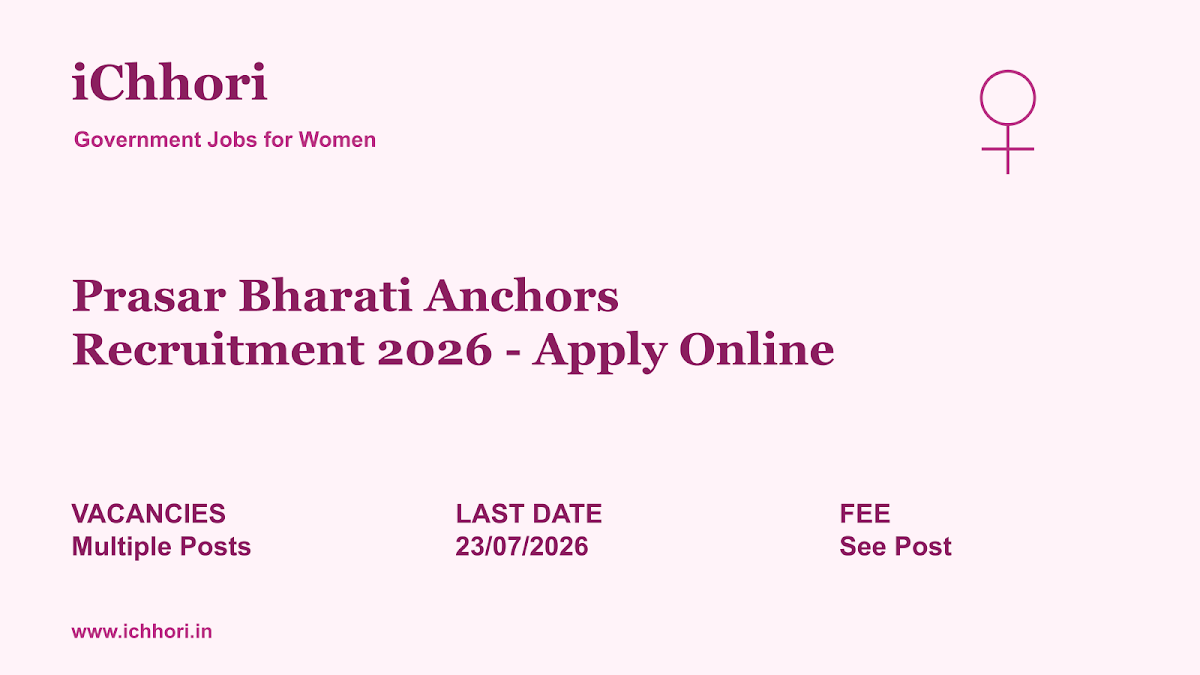 Prasar Bharati Anchors Recruitment 2026 - Apply Online - iChhori