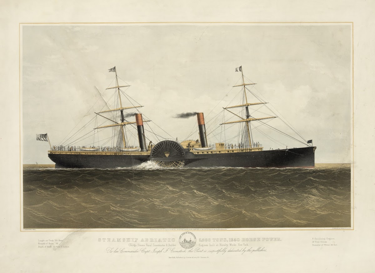 Steamship Adriatic 5888 tons 1350 horse power 1860