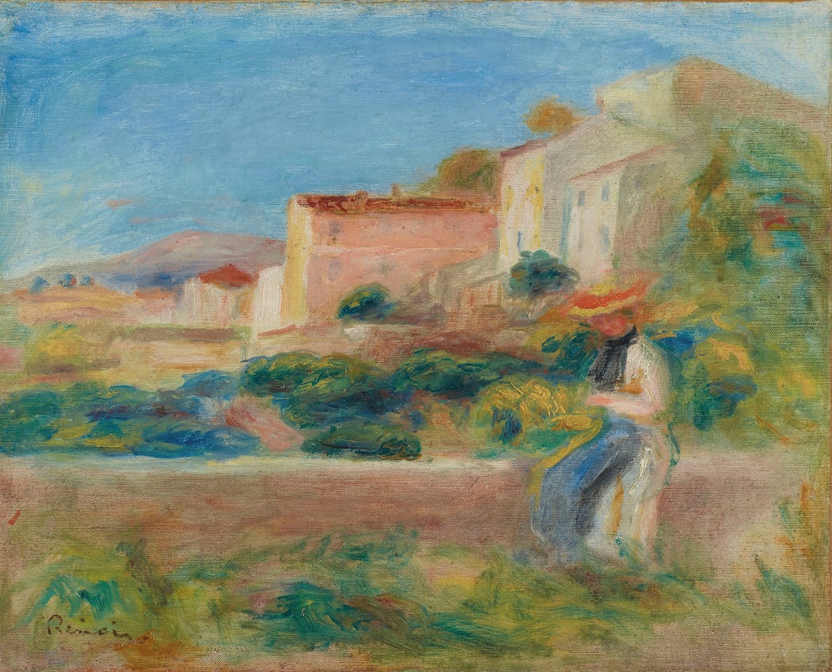 Femme assise La Maison de la poste à Cagnes 1900