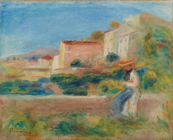 Femme assise La Maison de la poste à Cagnes 1900