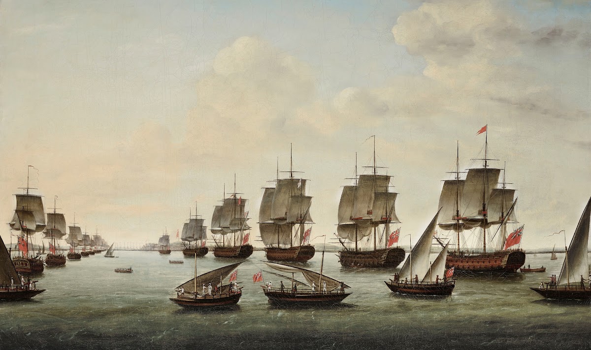 The fleet under the command of Rear Admiral Charles Watson and Commodore William