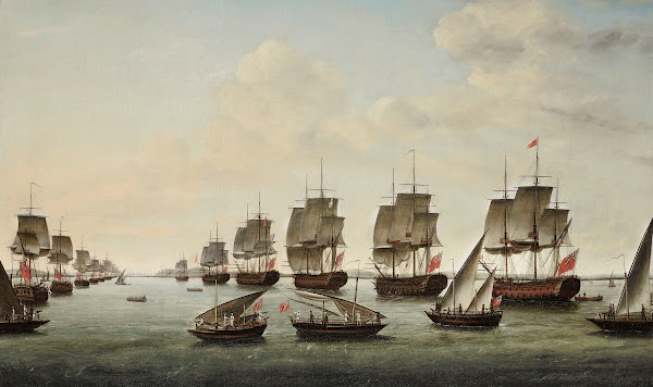 The fleet under the command of Rear Admiral Charles Watson and Commodore William