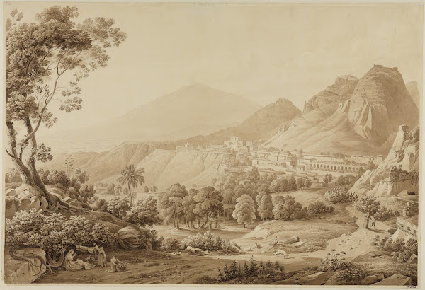 Taormina auf Sizilien mit Blick auf den Ätna 1816