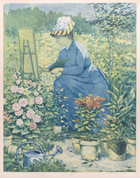 Jeanne Gonzales Painting in the Garden 1885