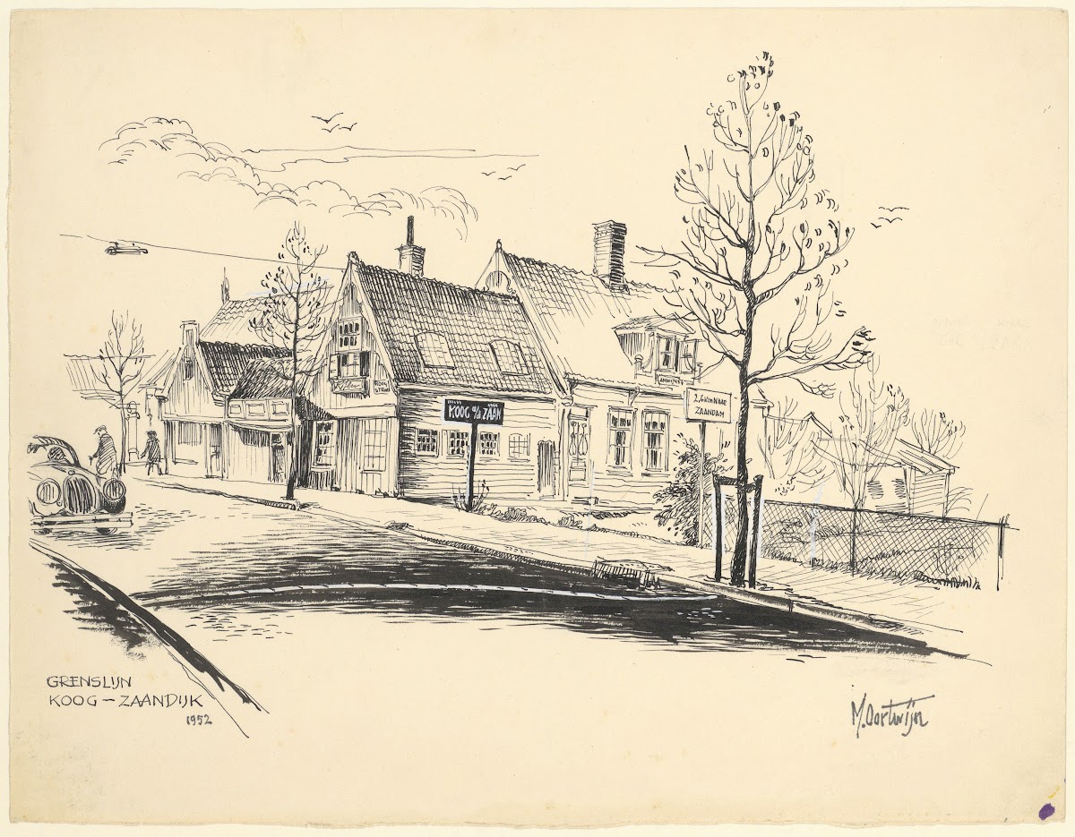 Grenslijn tussen Koog aan de Zaan en Zaandijk 1952