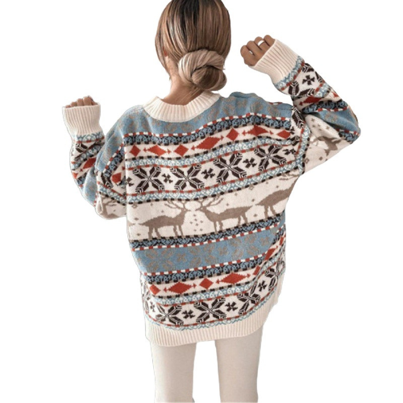 Eleganter Strickpullover mit weihnachtlichem Jacquard-Muster