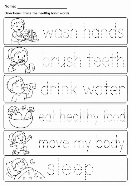 Trace Healthy Habit Words
