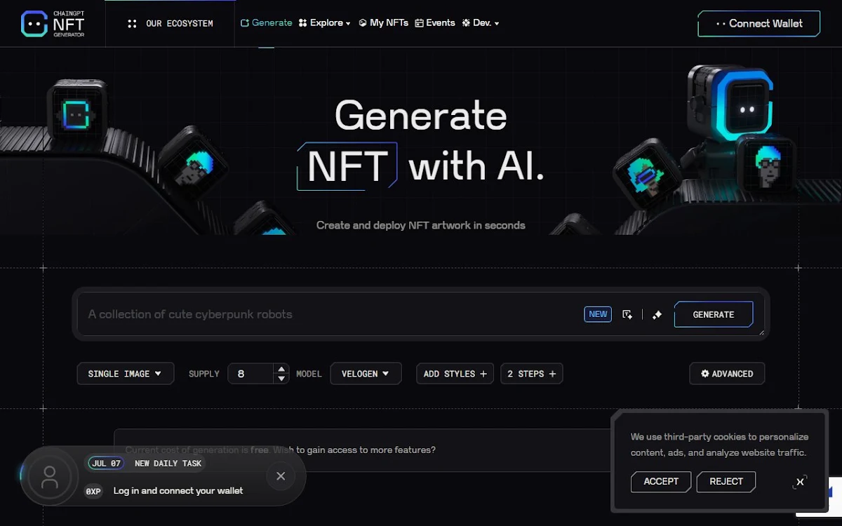 Captura de NFT Collection Generator with AI