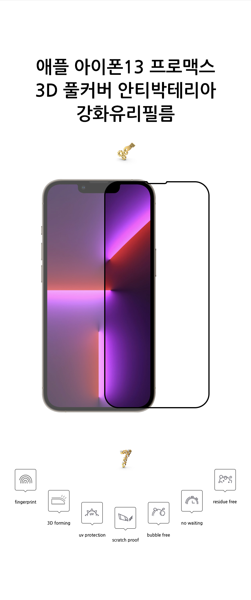 realook iphone13 pro max 3D full cover antibacterial glass screen protector