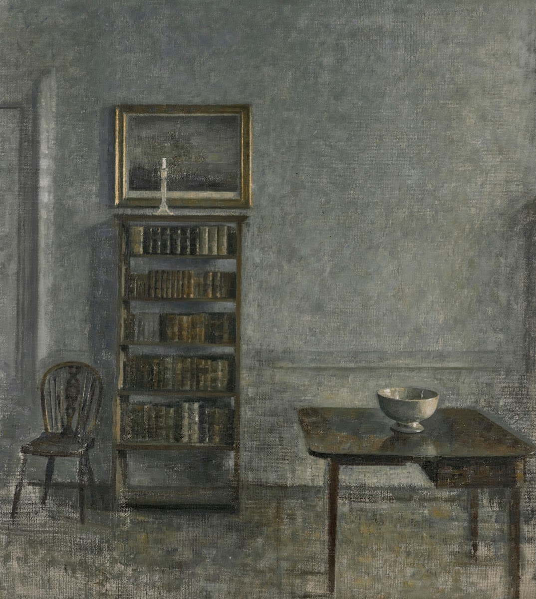 Interior with a table bookcase and Windsor Chair 25 Strandgade 1913