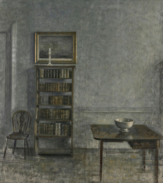 Interior with a table bookcase and Windsor Chair 25 Strandgade 1913