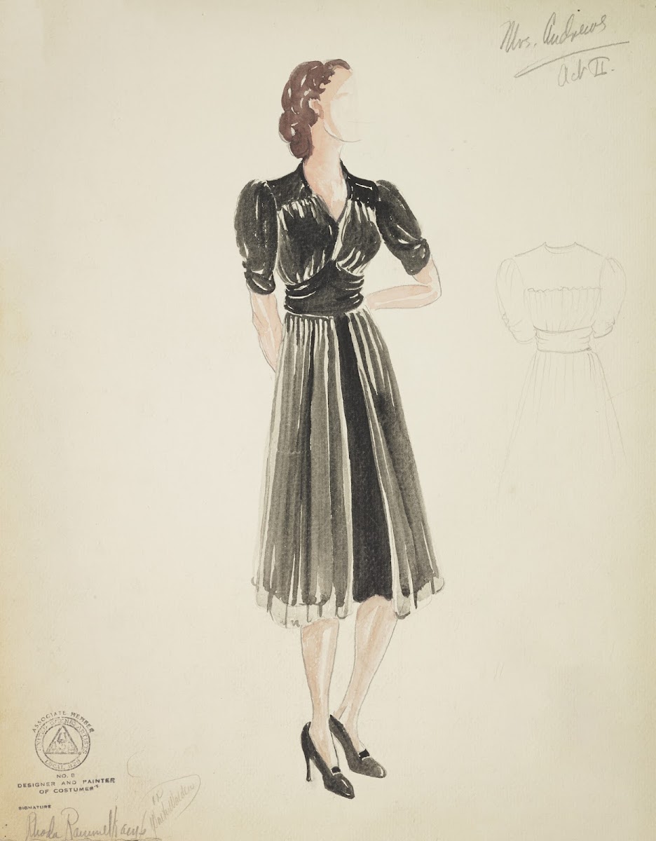 Mr Dooley Jr Mrs Andrews Black knee length dress 1934 1943