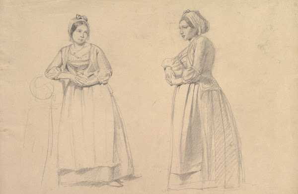 Two Studies of a Woman in Peasant Costume 19th century